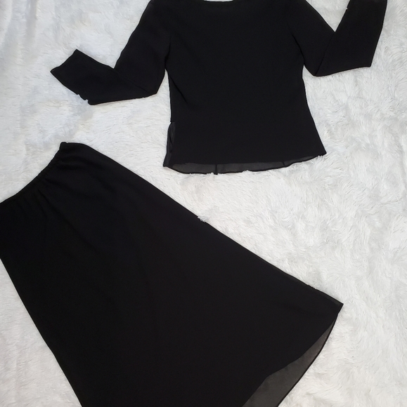 BLACK SHEER & SATIN BEADED MAXI SKIRT & TOP SET! - Picture 12 of 14
